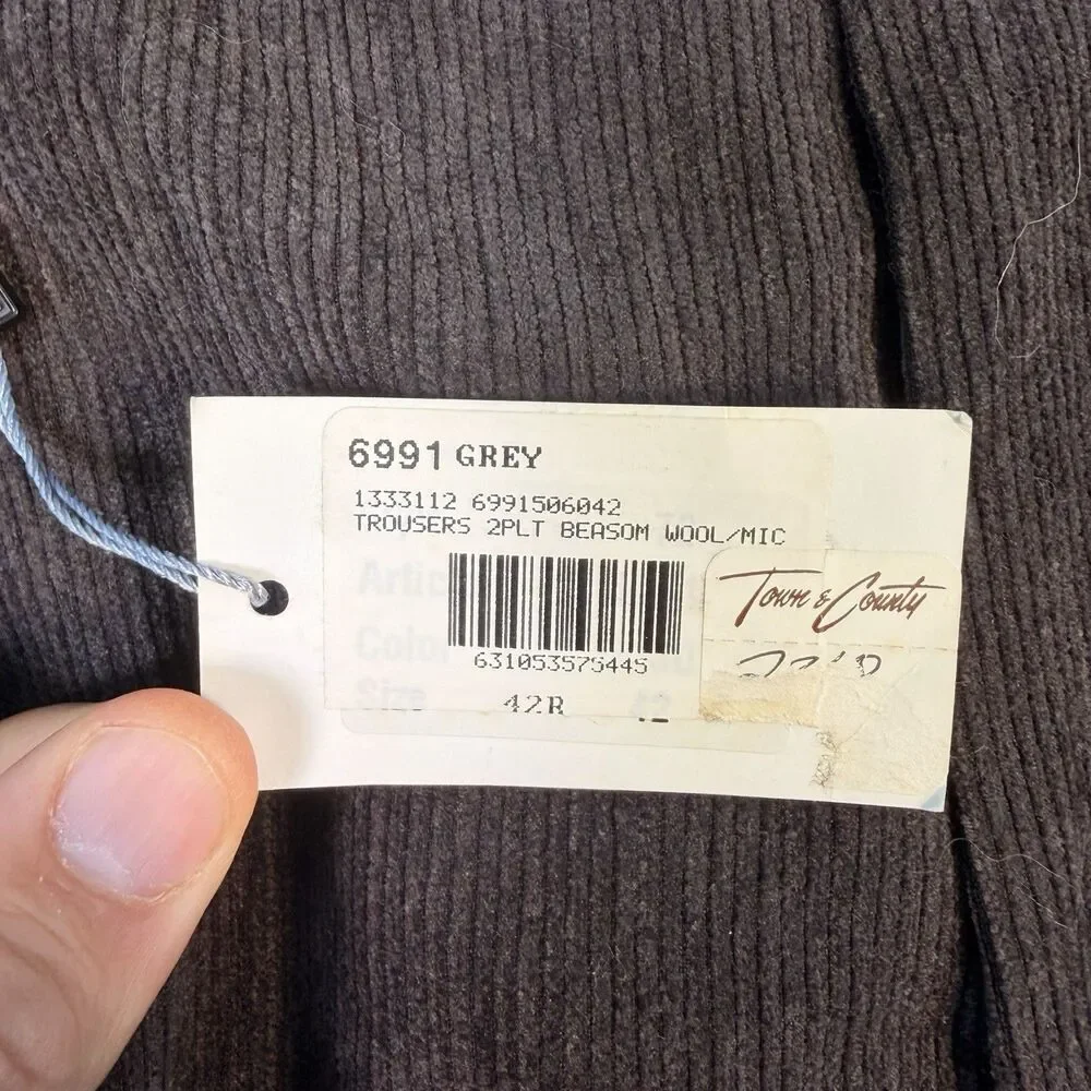 NWT ST. CROIX Men's Grey Corduroy Pants Trousers Sz 42R MADE IN ITALY Wool Blend